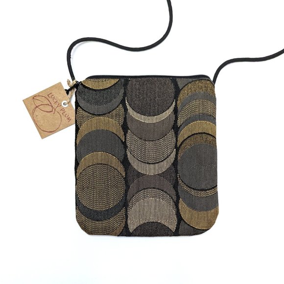 NWT New Lucky Plum Boulder Co Handbag Minibag Handmade Circular Pattern Brown - Picture 2 of 5